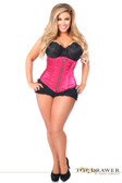Daisy Corset Top Drawer Plus Size Fuchsia Satin Underbust Steel Boned Corset