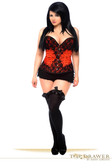 Daisy Corset Top Drawer Plus Size Red Beaded Steel Boned Corset
