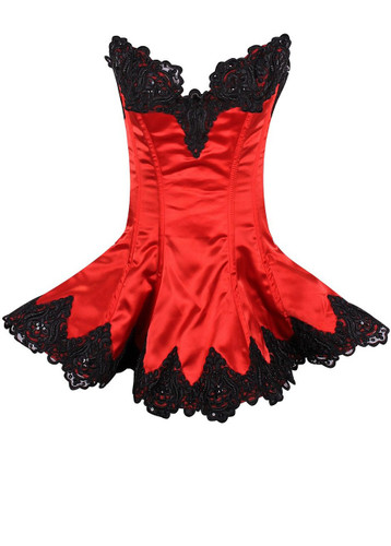 Daisy Corset Top Drawer Red Steel Boned Beaded and Lace Corset Dress