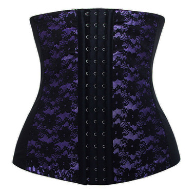 Daisy Corset Purple and Black lace Steel Bond Elastic Waist Trainer