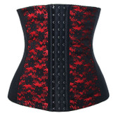 Daisy Corset Red and Black Lace Steel Boned Elastic Waist Trainer