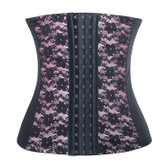 Daisy Corset Pink and Black Lace Steel Boned Elastic Waist Trainer