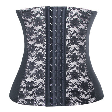 Daisy Corset White and Black Lace Steel Boned Elastic Waist Trainer