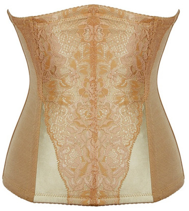 Daisy Corset Tan Lace Overlay Steel Boned Waist Training Corset