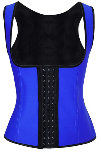 Daisy Corset Blue Latex Steel Boned Underbust Waist Cincher