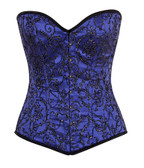 Daisy Corset Top Drawer Elegant Royal Blue Embroidered Steel Boned Corset