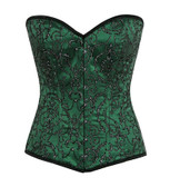 Daisy Corset Top Drawer Elegant Green Embroidered Steel Boned Corset