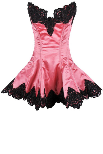 Daisy Corset Top Drawer Coral Steel Boned Beaded and Lace Corset Dress