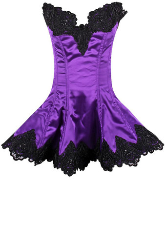 Daisy Corset Top Drawer Purple Steel Boned Beaded and Lace Corset Dress