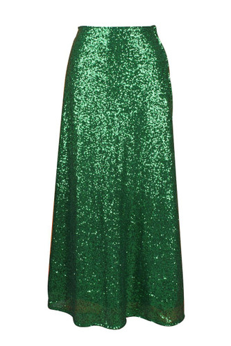Daisy Corset Green Long Sequin Skirt
