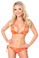 Daisy Corset Orange Hologram Rhinestone Pucker Back Bikini