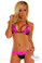 Daisy Corset Black Sequin Pucker Back Bikini with Fuchsia Lace