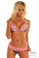 Daisy Corset Gunmetal Sequin Pucker Back Bikini with Pink Lace
