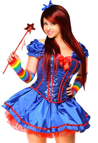 Daisy Corset 6 PC Sexy " Rainbow Girl" Costume - Plus