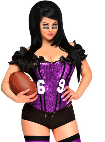 Daisy Corset Plus Size Purple 2 PC Sexy "Football Fantasy" Costume