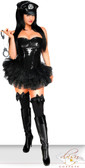 Daisy Corset Plus Size 4 PC Black Sequin Pin-Up Cop Costume