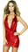 Roma Costume Cowl Neck Mini Dress with Scrunched Skirt - Red