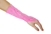Roma Costume Rhinestones Gloves - Hot Pink