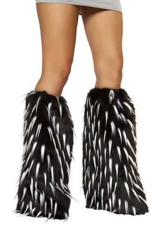 Roma Costume LW4473 Fur Leg Warmer - Black/White