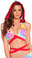 Roma Costume Printed Wrap Around Top with Attached Hood - Hearts