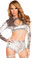 Roma Costume Long Sleeve Velvet Crop Top - Silver