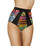 Roma Costume Two Tone High Waisted Banded Shorts - Rainbow Zebra