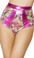 Roma Costume Two Tone High Waisted Banded Shorts - Jewels