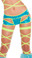 Roma Costume Cut Out Thong/Shorts - Turquoise/Yellow