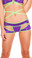 Roma Costume Cut Out Thong/Shorts - Purple/Lime
