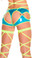 Roma Costume Cut Out Thong/Shorts - Turquoise/Yellow