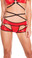 Roma Costume Cut Out Thong/Shorts - Red/Black