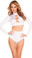 Roma Costume Long Sleeve Cut-Out Top - White