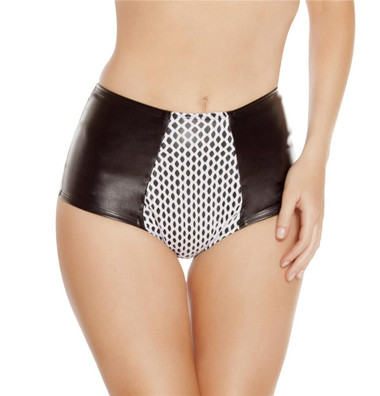 Roma Costume High-Waisted Leatherette Shorts - Black/White
