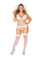 Roma Cotume Lace Top, Lace Garter Belt with Detachable Garters, Lace G-String and Veil - Plus