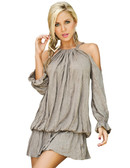 Mapale Drape Billow Dress - Dessert Tan