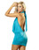 Mapale Deep V Front Mini Dress - Turquoise