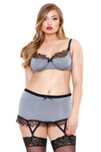 Fantasy Lingerie Eyelash lace Trim Bra Set with Garter Skirt & G-String