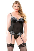 Fantasy Lingerie Anne Embroidered Corset & G-String - Queen Size