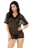 Fantasy Lingerie Brandy Mesh V-Neck Sleep Shirt & G-String
