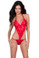 Oh La La Cheri Lace Halter Teddy - Red