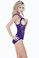 Oh La La Cheri Open Cup Lace Crotchless Teddy - Purple