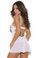 Elegant Moments Embroidered Mesh Babydoll - White