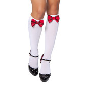 Roma Costume Knee High Stocking with Plaid Bows