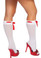 Roma Costume Ribbon Detailed Stockings - White/Red Ribbon