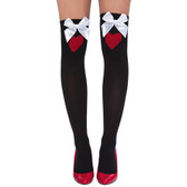 Roma Costume Thigh High Heart Stockings with Bows