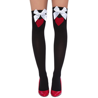 Roma Costume Thigh High Heart Stockings with Bows
