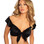 Roma Costume Ruffle Front Tie Top - Black