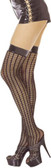 Seamless Crochet Striped Thigh Highs with Vinyl Top (4893)
