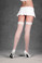 Elegant Moments Fishnet Thigh High Stocking with Lace Top  - White