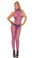 Elegant Moments Seamless Fishnet Halter Bodystocking with Open Crotch - Purple